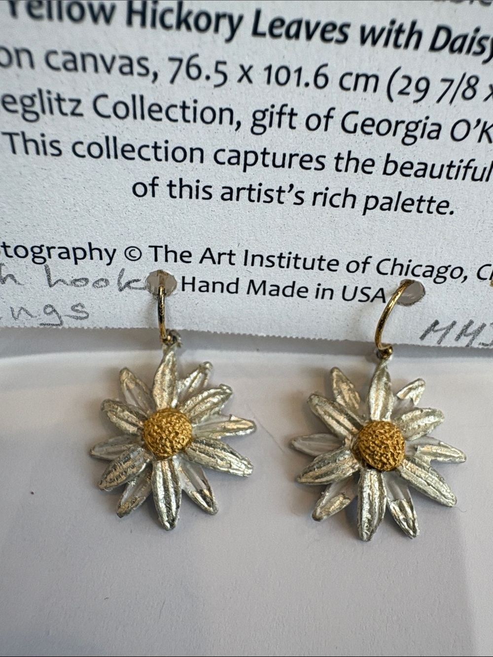 Michael Michaud silver and gold Daisy earrings